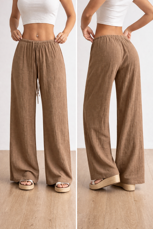 Aria Drift Wide Leg Pants - Brown