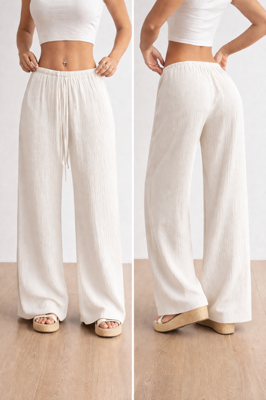 Aria Drift Wide Leg Pants - White