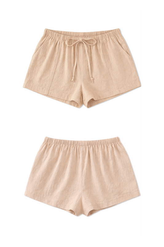 Aria Shore Cotton Shorts - Tan