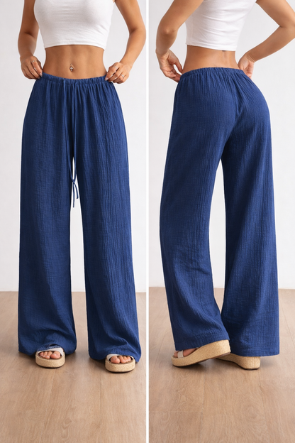 Aria Drift Wide Leg Pants - Navy Blue