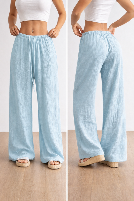 Aria Drift Wide Leg Pants - Light Blue