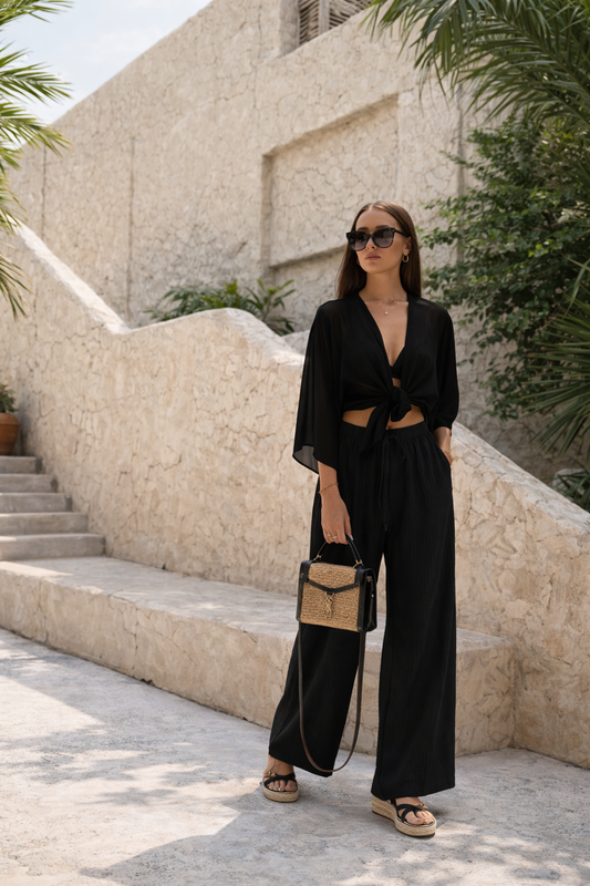 Aria Drift Wide Leg Pants - Black