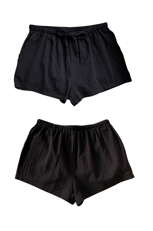 Aria Shore Cotton Shorts - Black