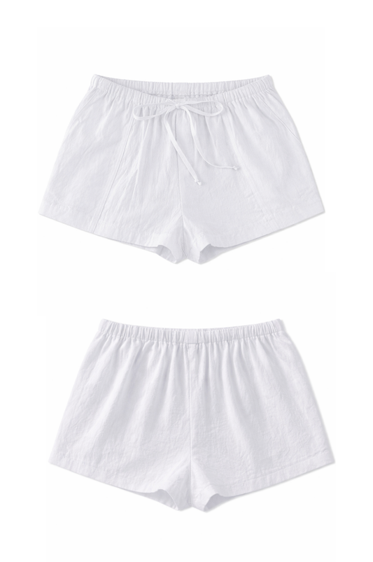 Aria Shore Cotton Shorts - White
